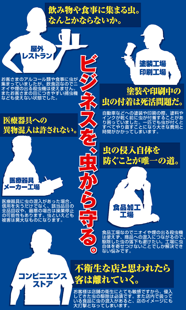 虫対策はいまやビジネスに影響を与える大きな問題です。