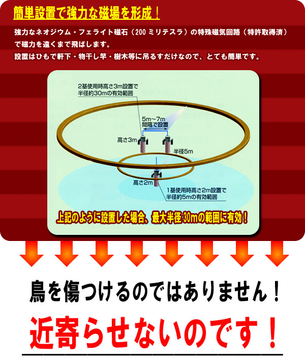 鳥を傷つけずに追い払います!